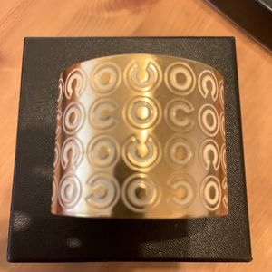 Chanel gold plated / enamel coco cuff bracelet